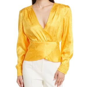 NWOT Ronny Kobo Satin Wrap Blouse